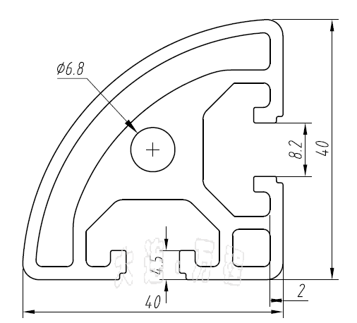 <a href=/oubiaolvxingcai/ target=_blank class=infotextkey>欧标</a>4040R<a href=/ target=_blank class=infotextkey><a href=/ target=_blank class=infotextkey>铝</a>型材</a> 半圆型材 壁厚2 米重1.52