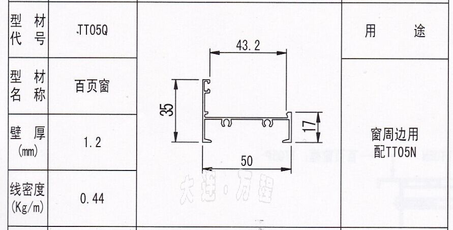  TT05Q型号<a href=/zhuangshilvxingcai/baiyechuang/ target=_blank class=infotextkey>百叶窗</a><a href=/ target=_blank class=infotextkey><a href=/ target=_blank class=infotextkey>铝</a>型材</a>